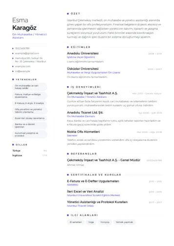 Yönetici Asistanı Cv Örnekleri cv indir